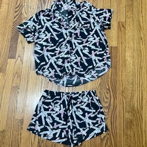 Stylish Black and Pink Women's Pajama Set